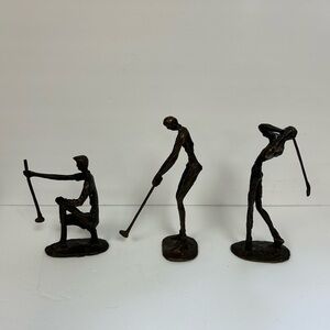 3 VINTAGE BRONZE BRUTALIST ABSTRACT GOLFERS / set of 3 FATERS DAY/ DADS BDAY